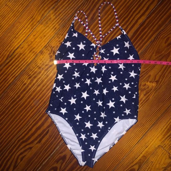 California Sunshine Navy Blue and White Star Swimsuit Size Large - Picture 5 of 6